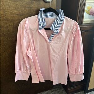 Pink Striped Collar Kids Shirt